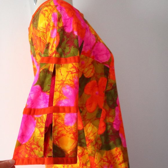 ❌SOLD❌vintage 60s 70s neon floral hawaiian dress - Picture 7 of 8